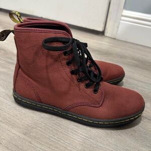 Doc Martens Cherry Red Sheridan Canvas High-Top Style Boots